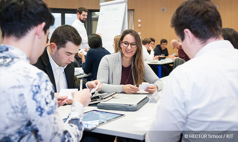 Students of the HECTOR School, the KIT Technology Business School, during a workshop